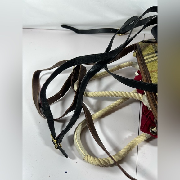 Rehab Lot 24: Vintage Burberry Bags Rehab Lot Nova Check Leather Velvet Bucket - Picture 8 of 15